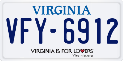 VA license plate VFY6912