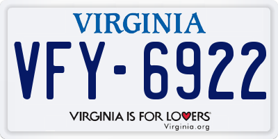 VA license plate VFY6922