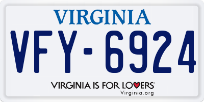 VA license plate VFY6924
