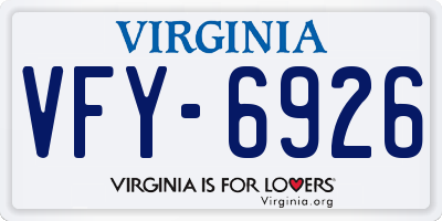 VA license plate VFY6926