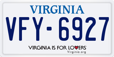 VA license plate VFY6927