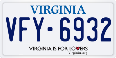 VA license plate VFY6932