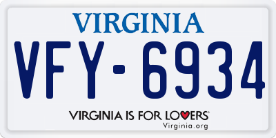 VA license plate VFY6934