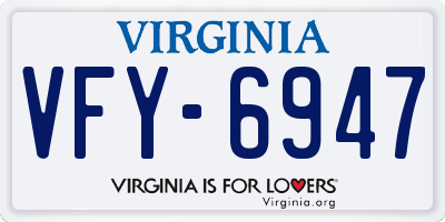 VA license plate VFY6947