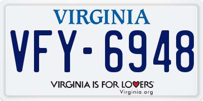 VA license plate VFY6948
