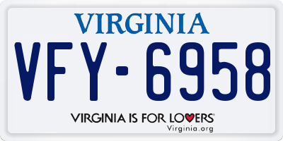 VA license plate VFY6958