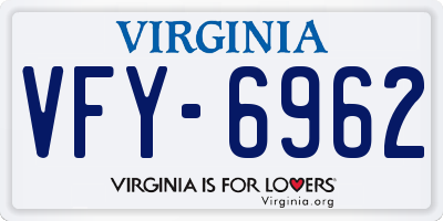 VA license plate VFY6962