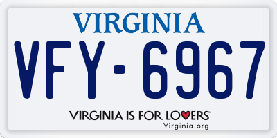 VA license plate VFY6967