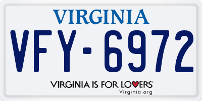 VA license plate VFY6972