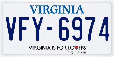 VA license plate VFY6974