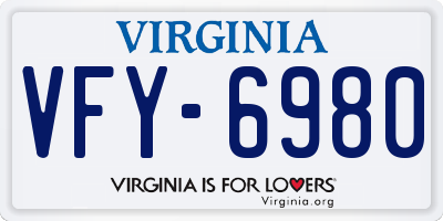 VA license plate VFY6980