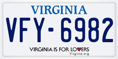 VA license plate VFY6982