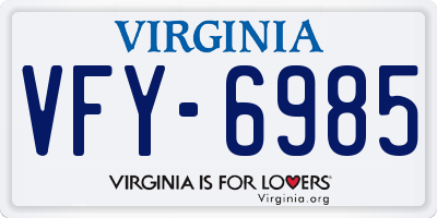 VA license plate VFY6985