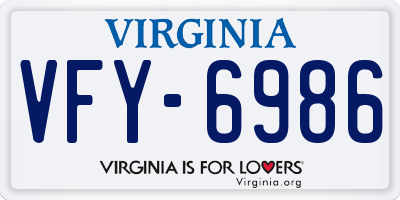 VA license plate VFY6986
