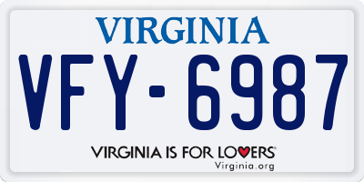 VA license plate VFY6987