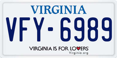 VA license plate VFY6989