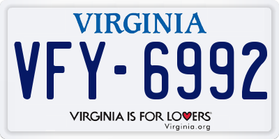 VA license plate VFY6992