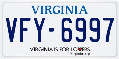 VA license plate VFY6997