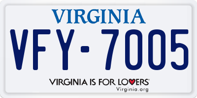VA license plate VFY7005