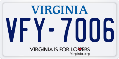 VA license plate VFY7006