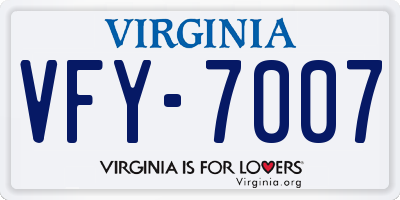 VA license plate VFY7007