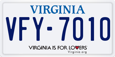 VA license plate VFY7010