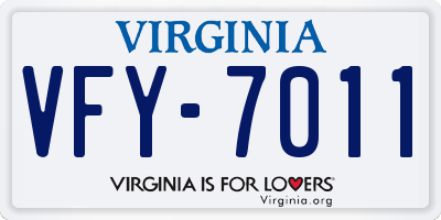 VA license plate VFY7011