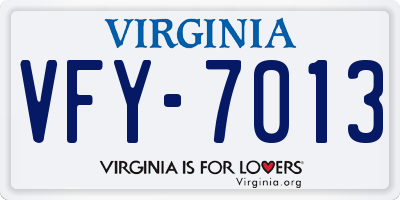 VA license plate VFY7013