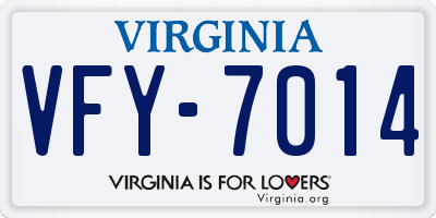 VA license plate VFY7014