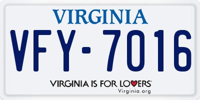 VA license plate VFY7016