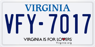 VA license plate VFY7017