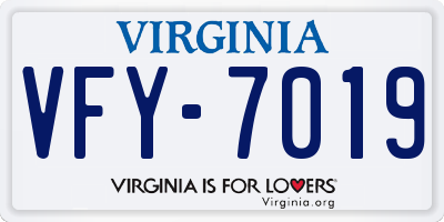 VA license plate VFY7019