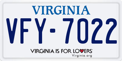 VA license plate VFY7022