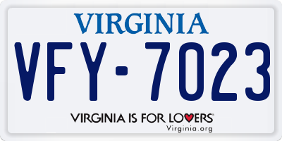VA license plate VFY7023