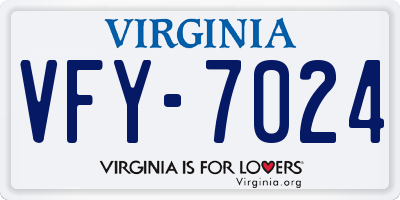 VA license plate VFY7024