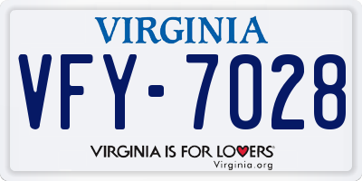 VA license plate VFY7028