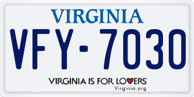 VA license plate VFY7030