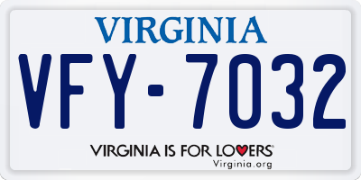 VA license plate VFY7032