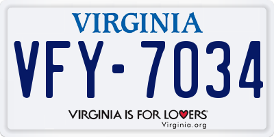VA license plate VFY7034