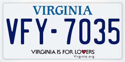 VA license plate VFY7035
