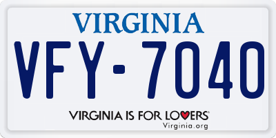 VA license plate VFY7040