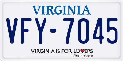 VA license plate VFY7045