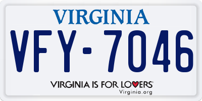 VA license plate VFY7046