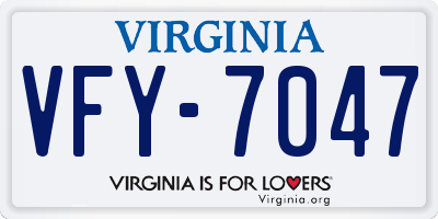 VA license plate VFY7047