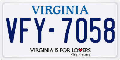VA license plate VFY7058