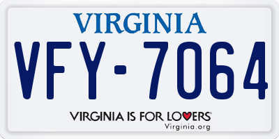 VA license plate VFY7064