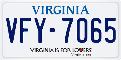 VA license plate VFY7065