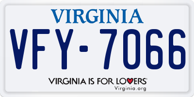 VA license plate VFY7066