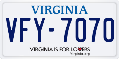 VA license plate VFY7070