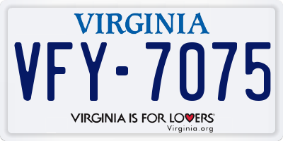 VA license plate VFY7075